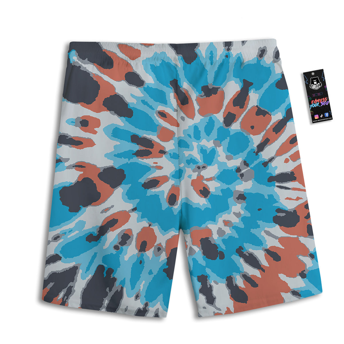 Tie Dye Orange And Blue Print Men's Athletic Shorts