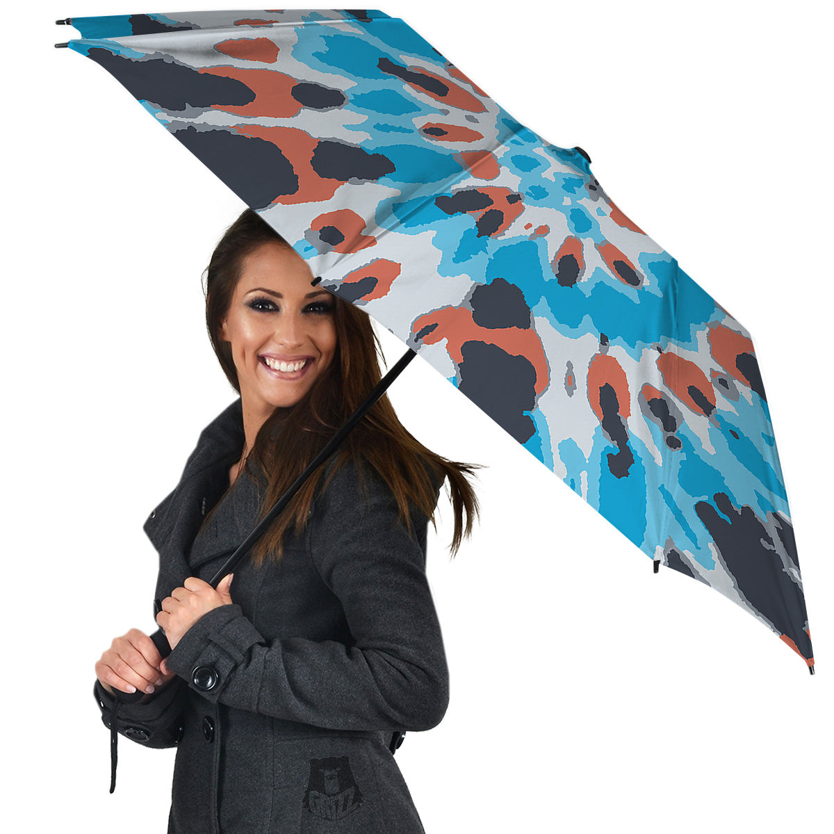 Tie Dye Orange And Blue Print Umbrella-grizzshop