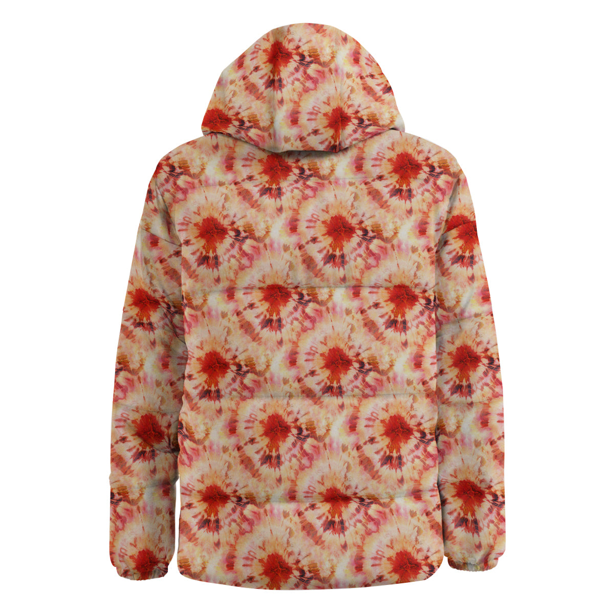 Tie Dye Orange And Red Color Print Down Jacket-grizzshop