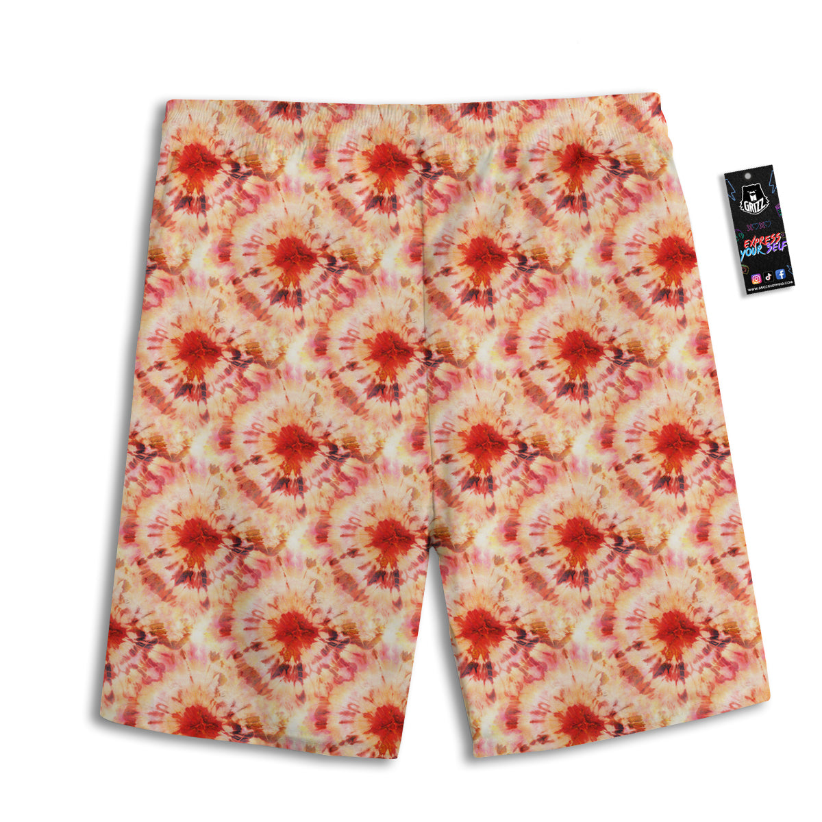 Tie Dye Orange And Red Color Print Men's Athletic Shorts