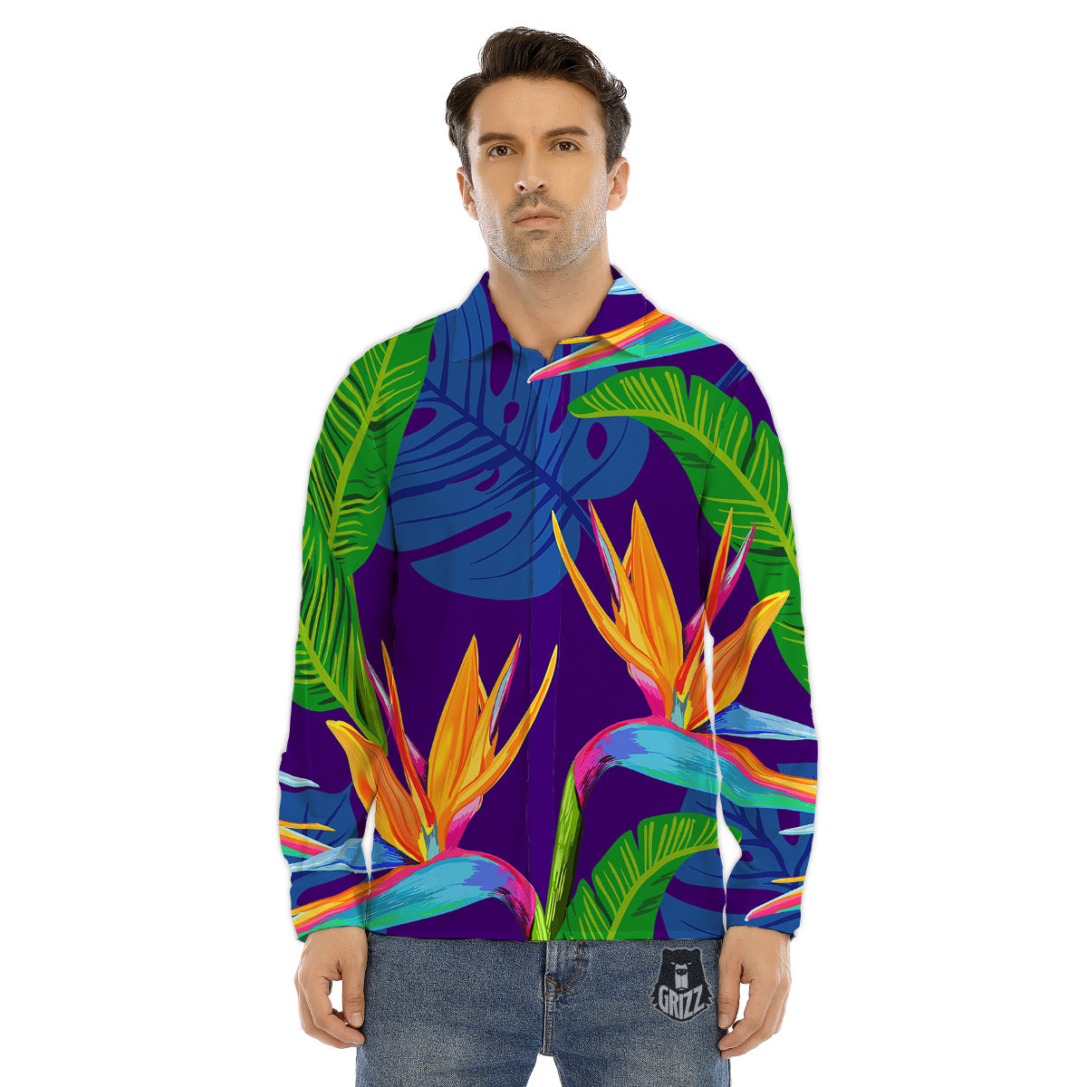 Tie Dye Orange And Red Color Print Men's Dress Shirts-grizzshop