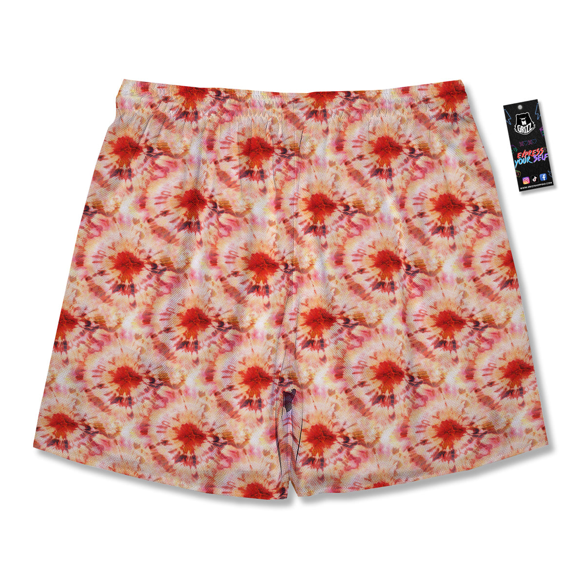 Tie Dye Orange And Red Color Print Men's Running Shorts-grizzshop
