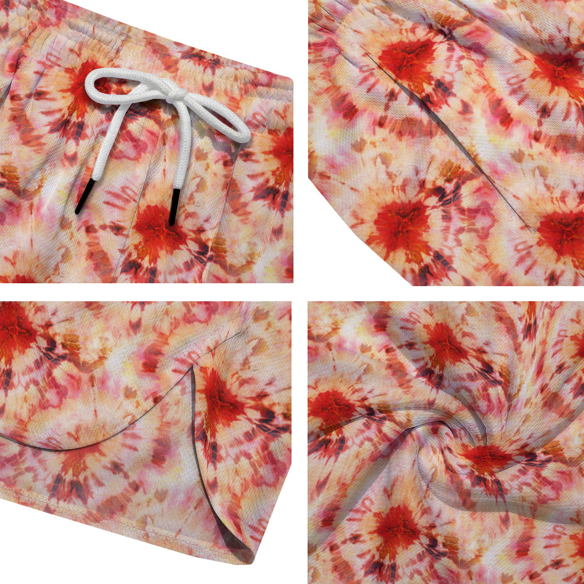 Tie Dye Orange And Red Color Print Men's Running Shorts-grizzshop