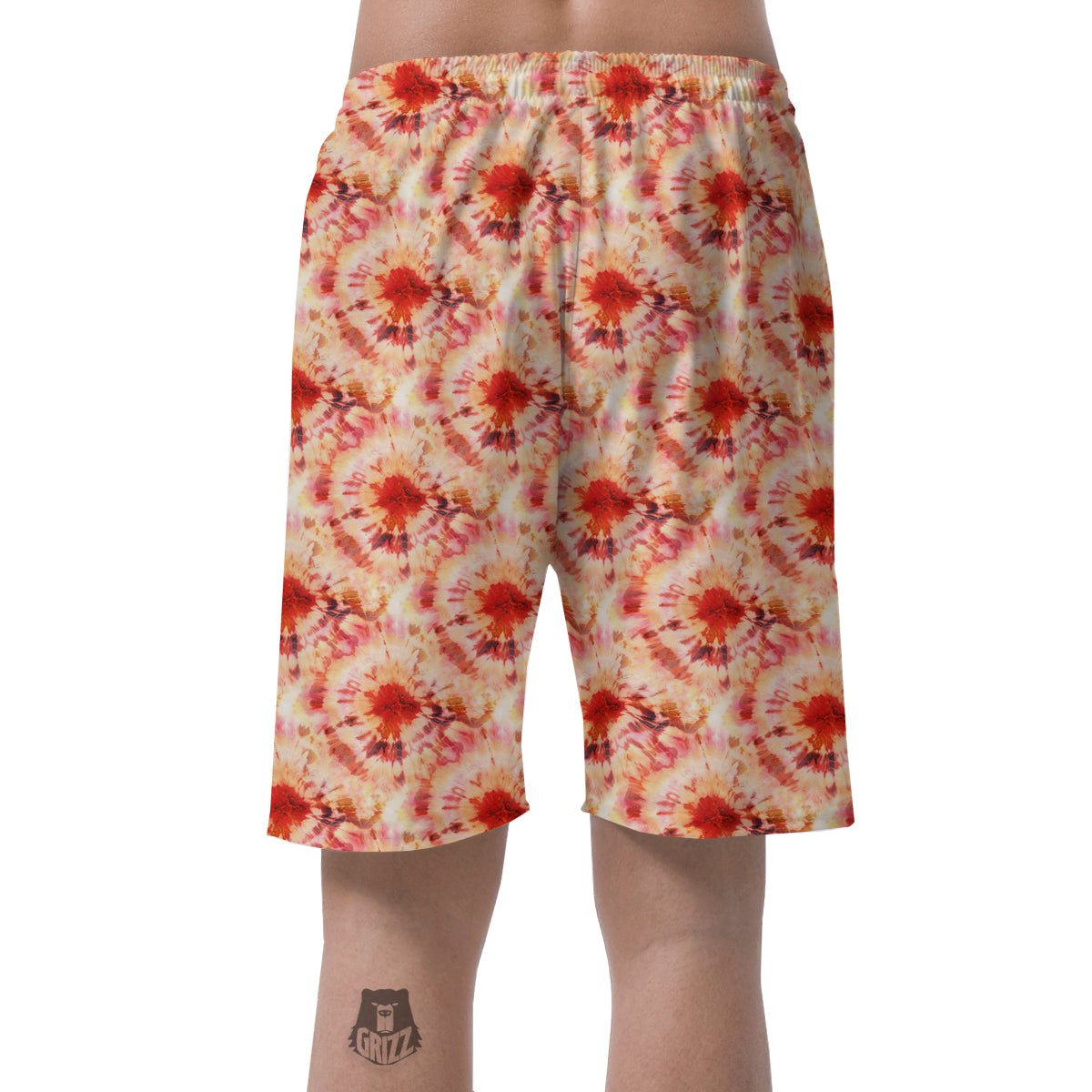 Tie Dye Orange And Red Color Print Men's Shorts-grizzshop