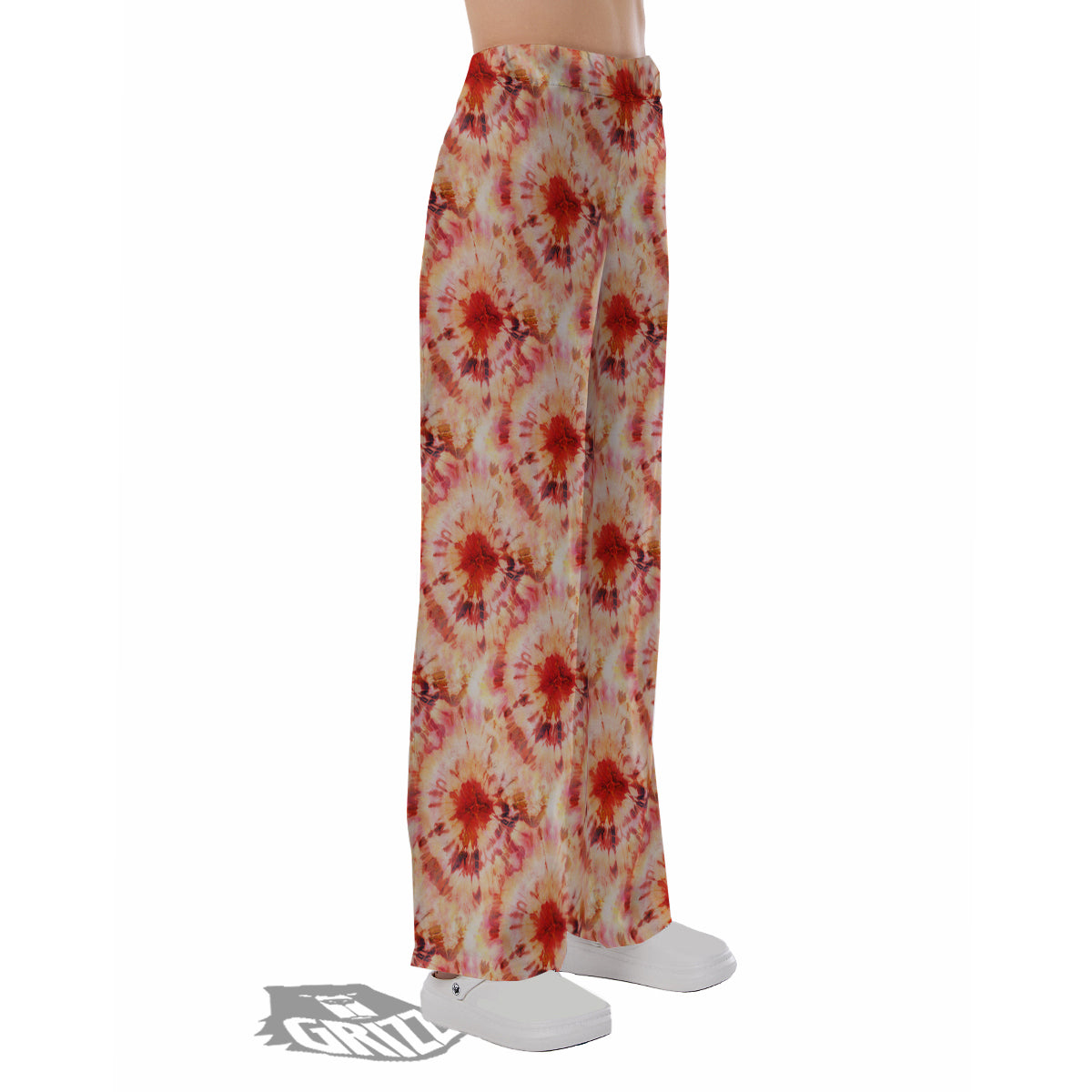 Tie Dye Orange And Red Color Print Pajama Pants-grizzshop