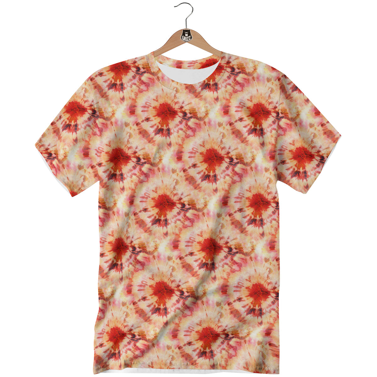 Tie Dye Orange And Red Color Print T-Shirt-grizzshop