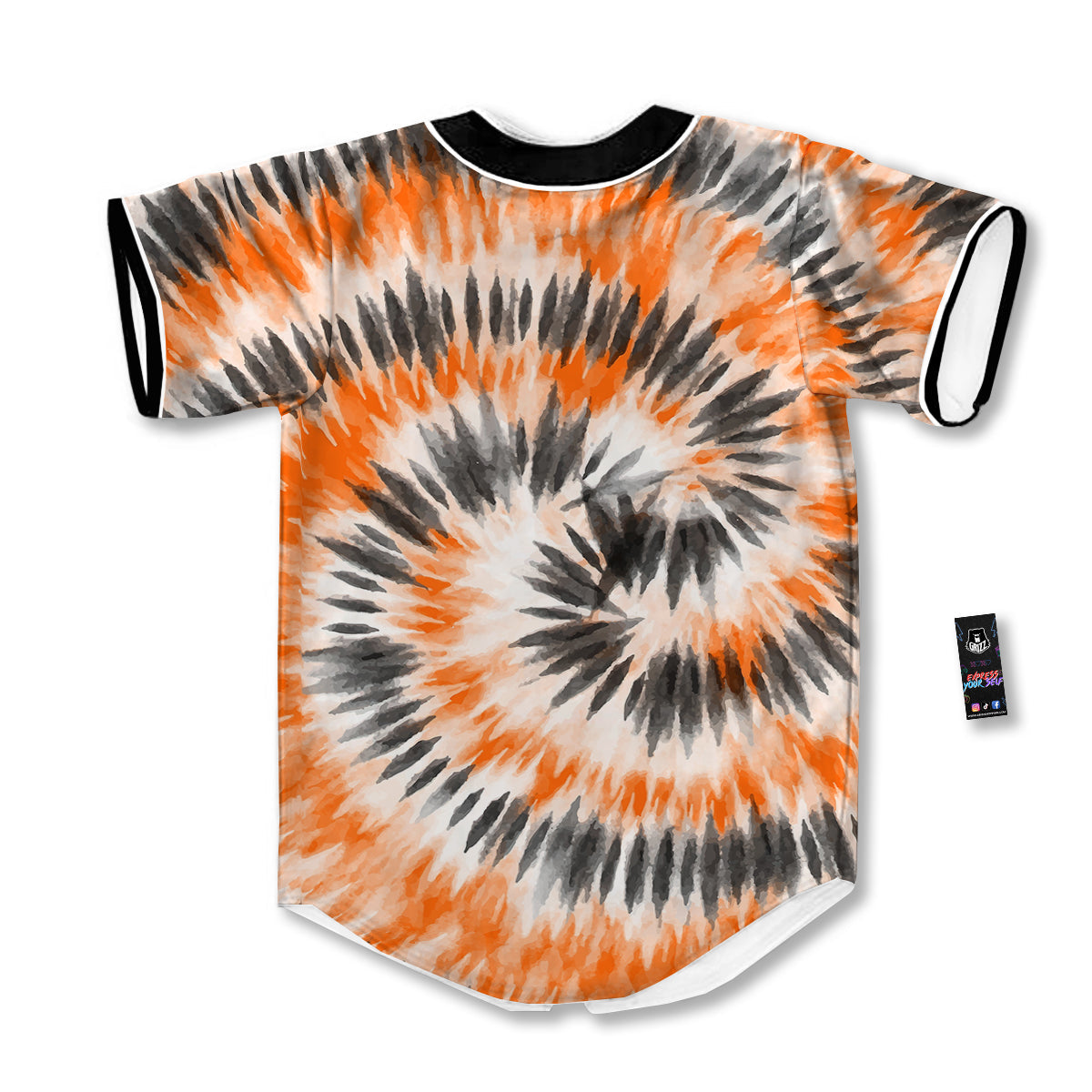 Tie Dye Orange Black Watercolor Print Baseball Jersey-grizzshop