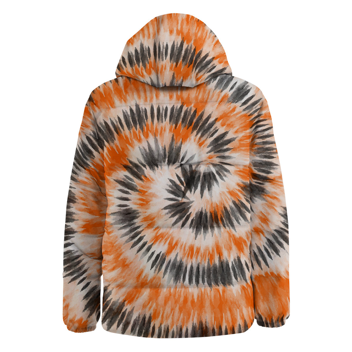 Tie Dye Orange Black Watercolor Print Down Jacket-grizzshop