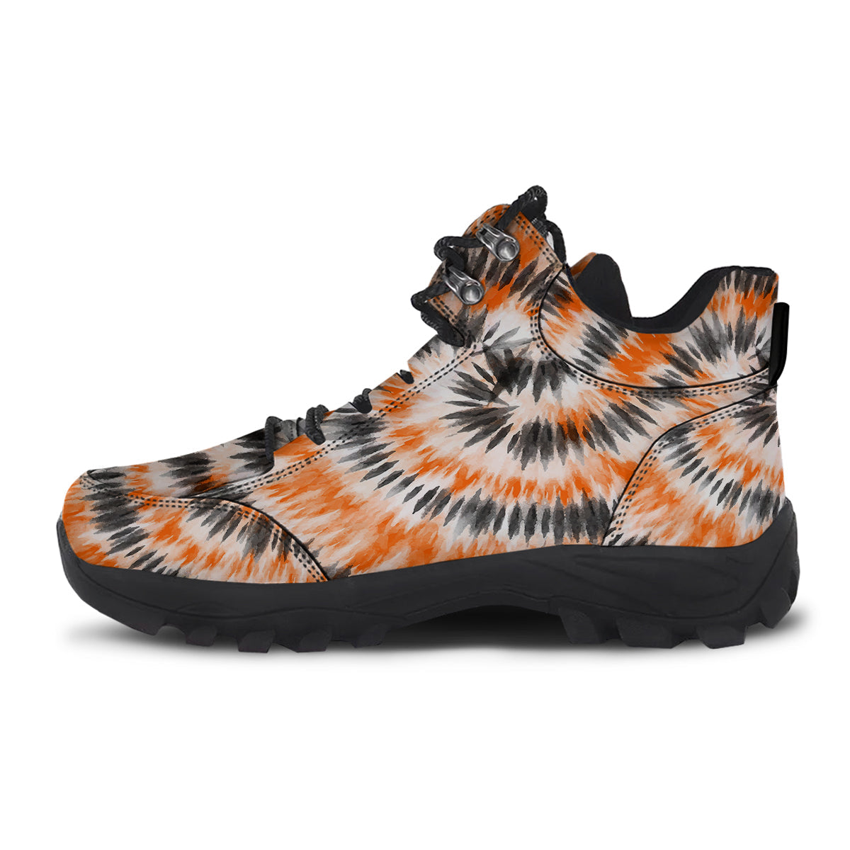 Tie Dye Orange Black Watercolor Print Hiking Shoes-grizzshop