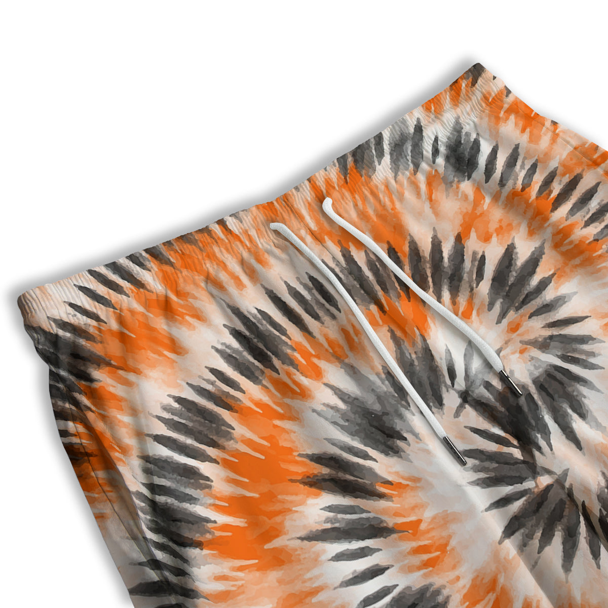 Tie Dye Orange Black Watercolor Print Men's Athletic Shorts