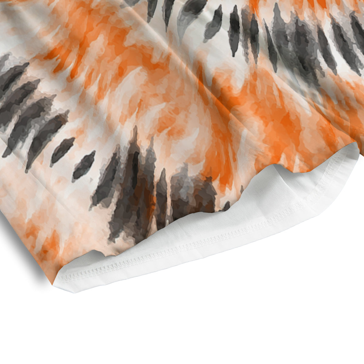 Tie Dye Orange Black Watercolor Print Men's Athletic Shorts