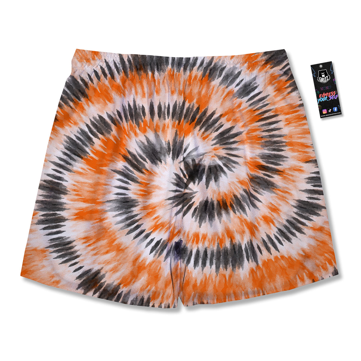 Tie Dye Orange Black Watercolor Print Men's Running Shorts-grizzshop