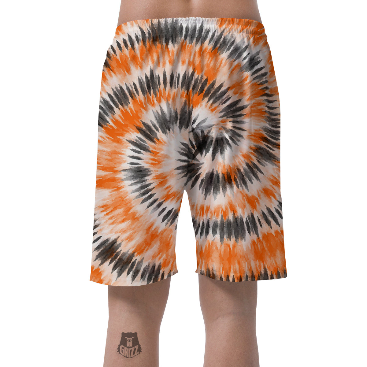 Tie Dye Orange Black Watercolor Print Men's Shorts-grizzshop
