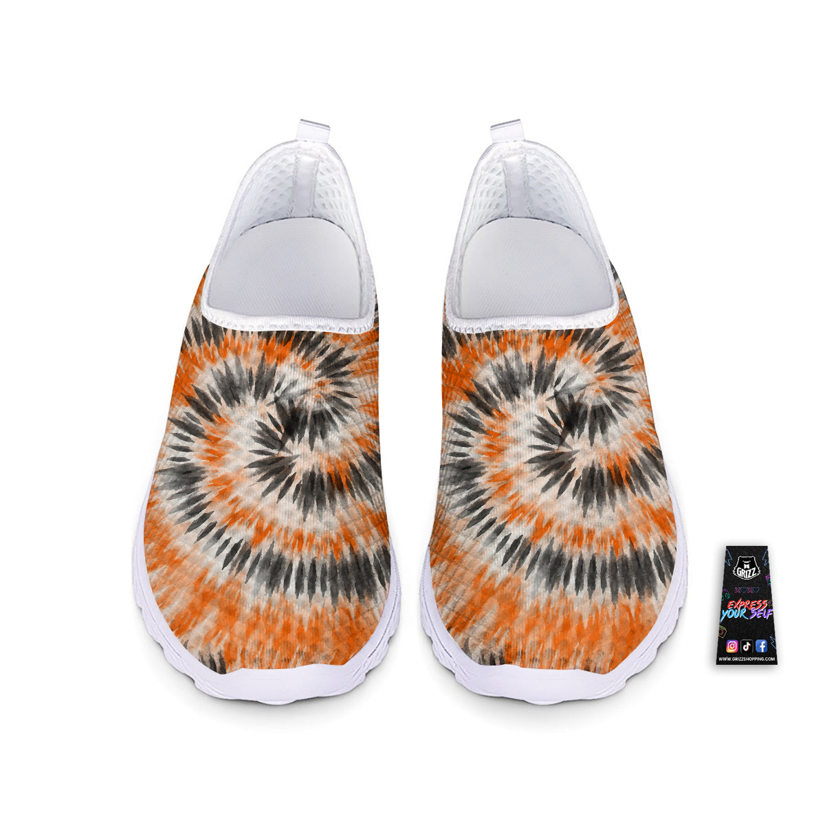 Tie Dye Orange Black Watercolor Print Nurse Shoes-grizzshop