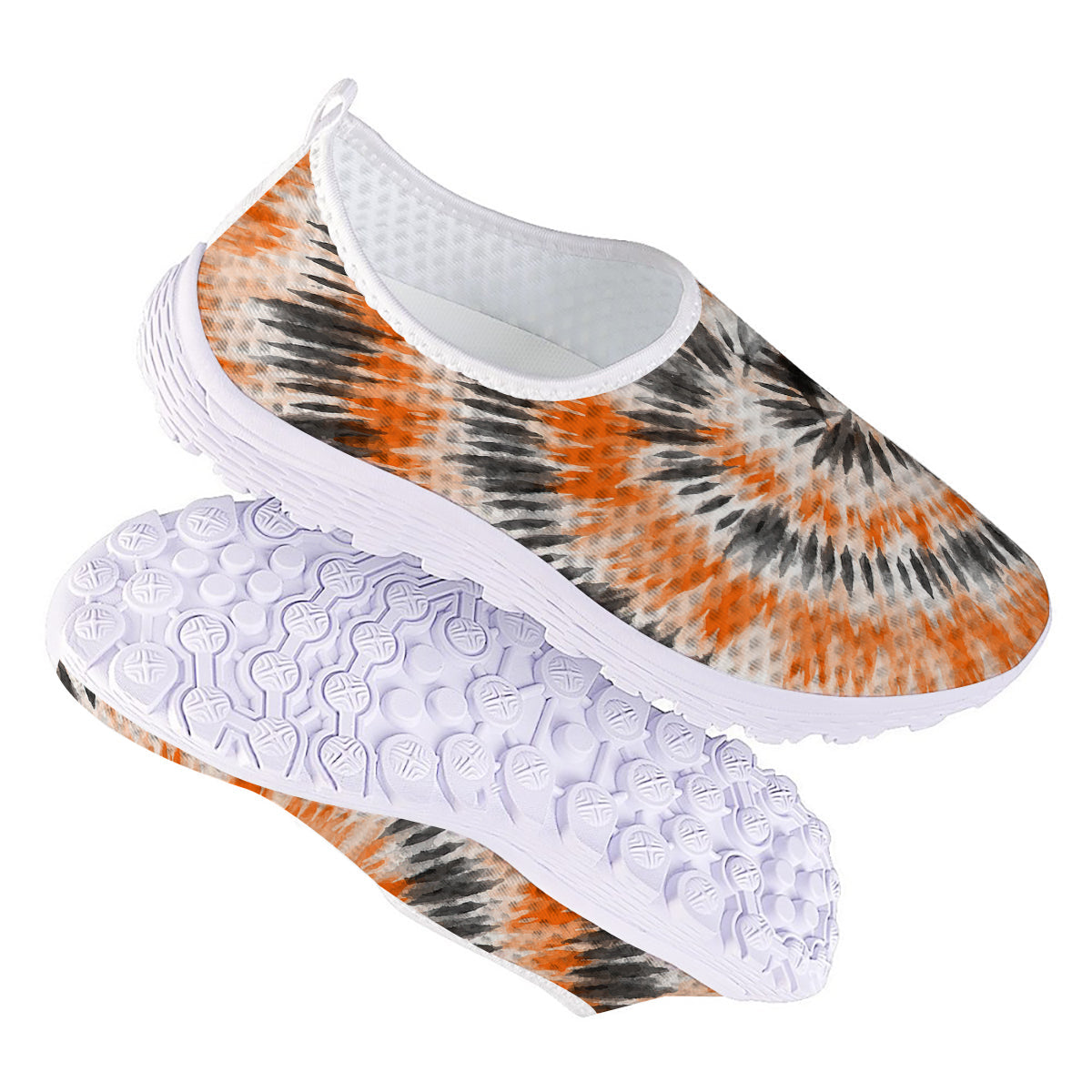 Tie Dye Orange Black Watercolor Print Nurse Shoes-grizzshop