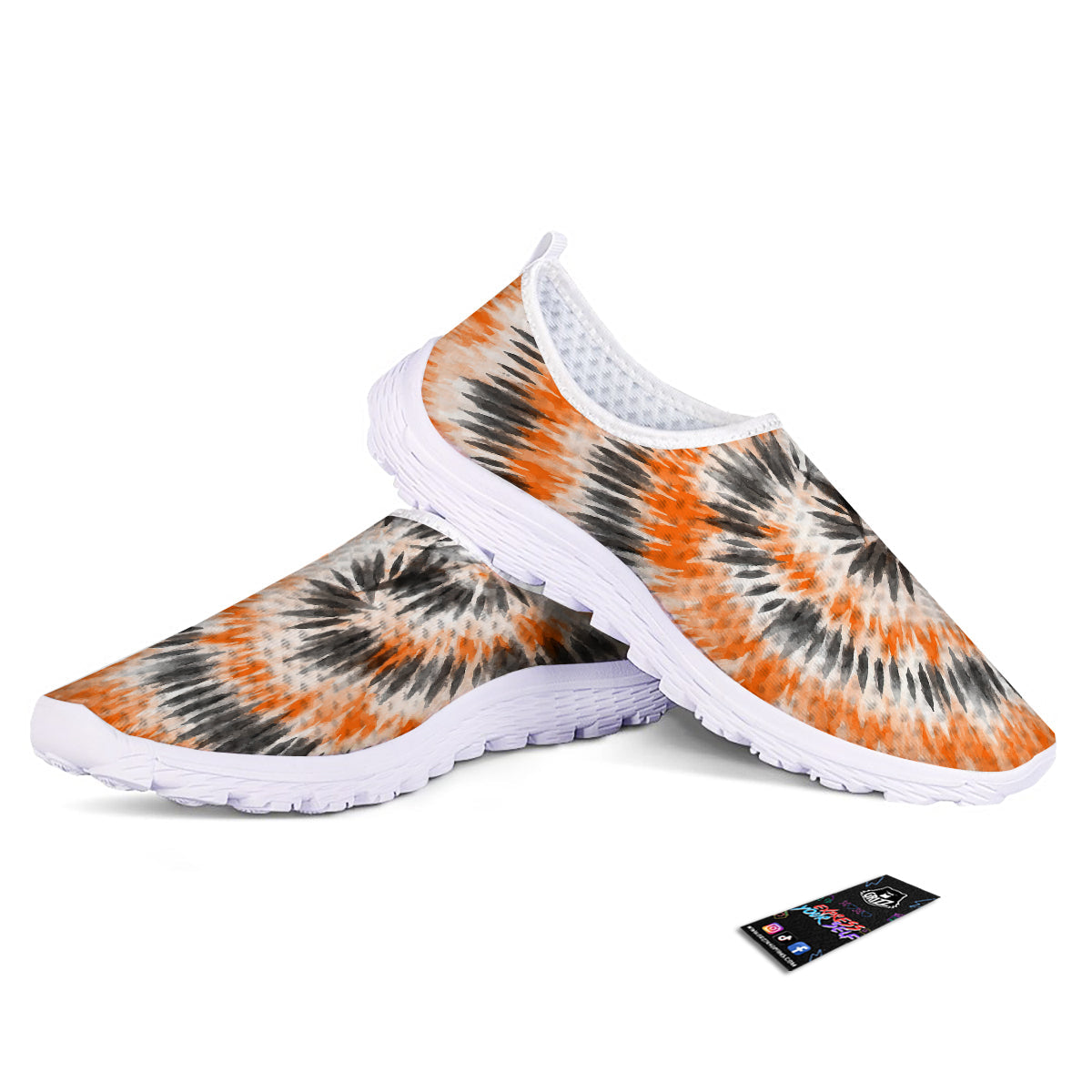 Tie Dye Orange Black Watercolor Print Nurse Shoes-grizzshop