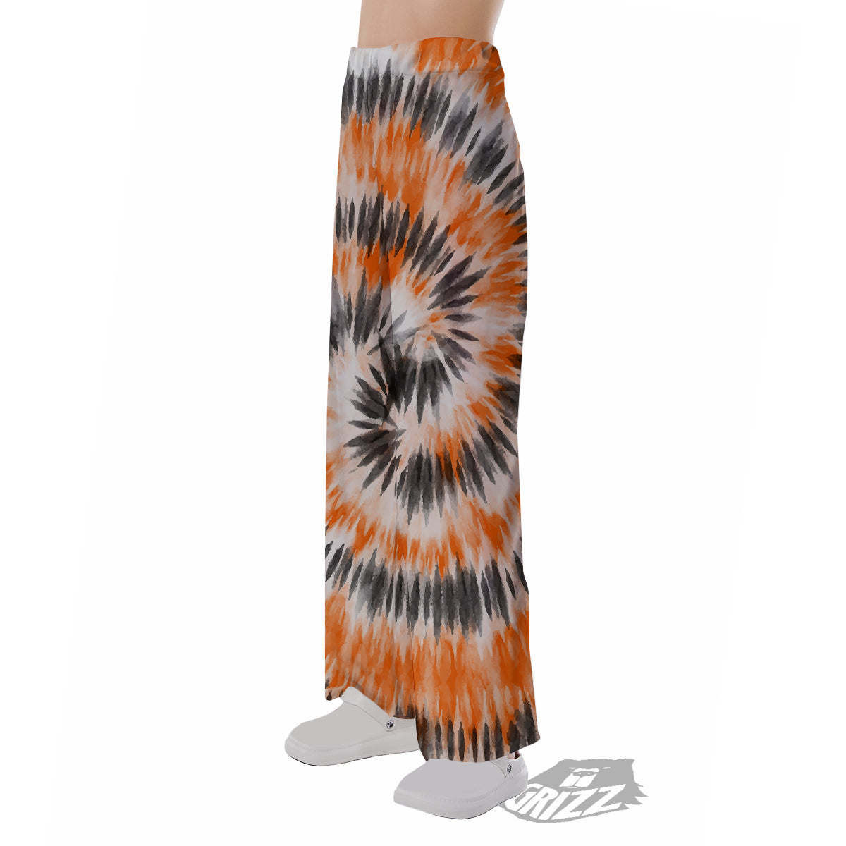 Tie Dye Orange Black Watercolor Print Pajama Pants-grizzshop