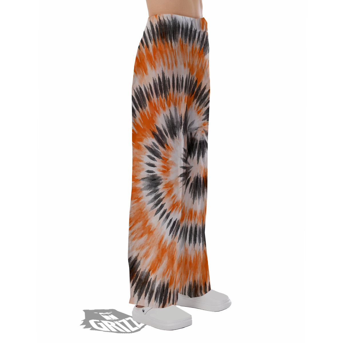 Tie Dye Orange Black Watercolor Print Pajama Pants-grizzshop