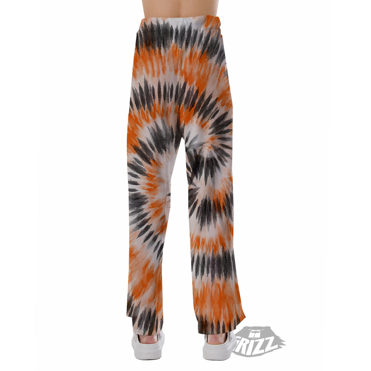 Tie Dye Orange Black Watercolor Print Pajama Pants-grizzshop