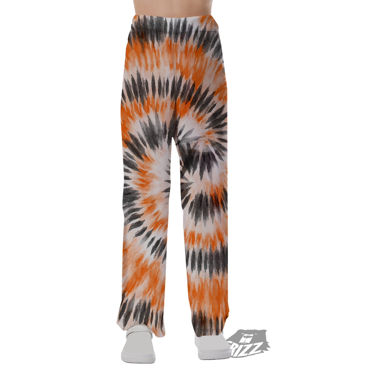 Tie Dye Orange Black Watercolor Print Pajama Pants-grizzshop