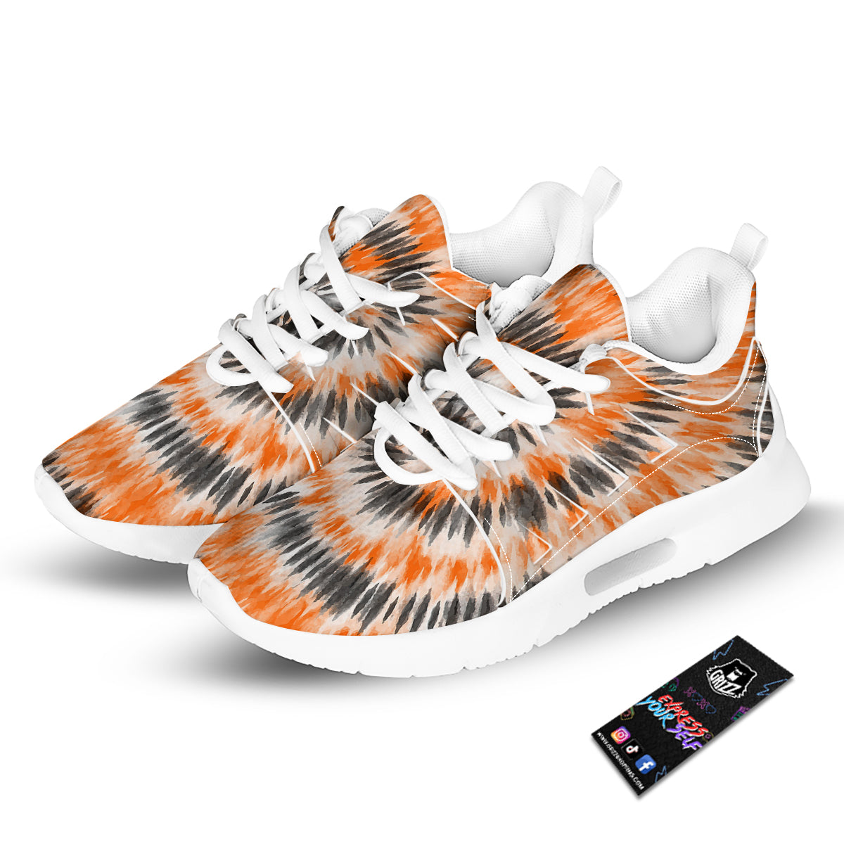 Tie Dye Orange Black Watercolor Print Tennis Shoes-grizzshop