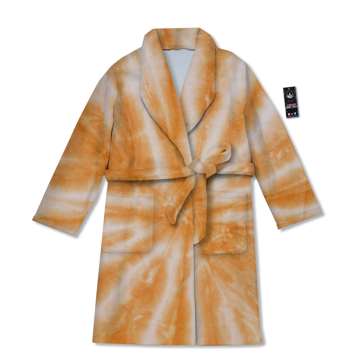 Tie Dye Orange Print Bathrobe-grizzshop