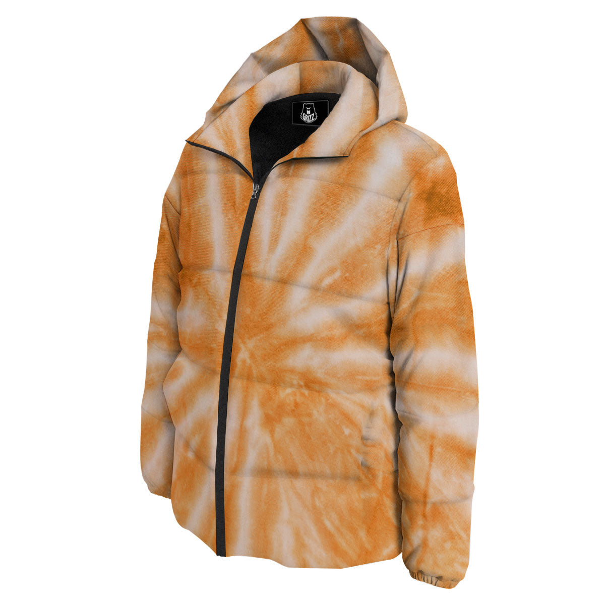 Tie Dye Orange Print Down Jacket-grizzshop
