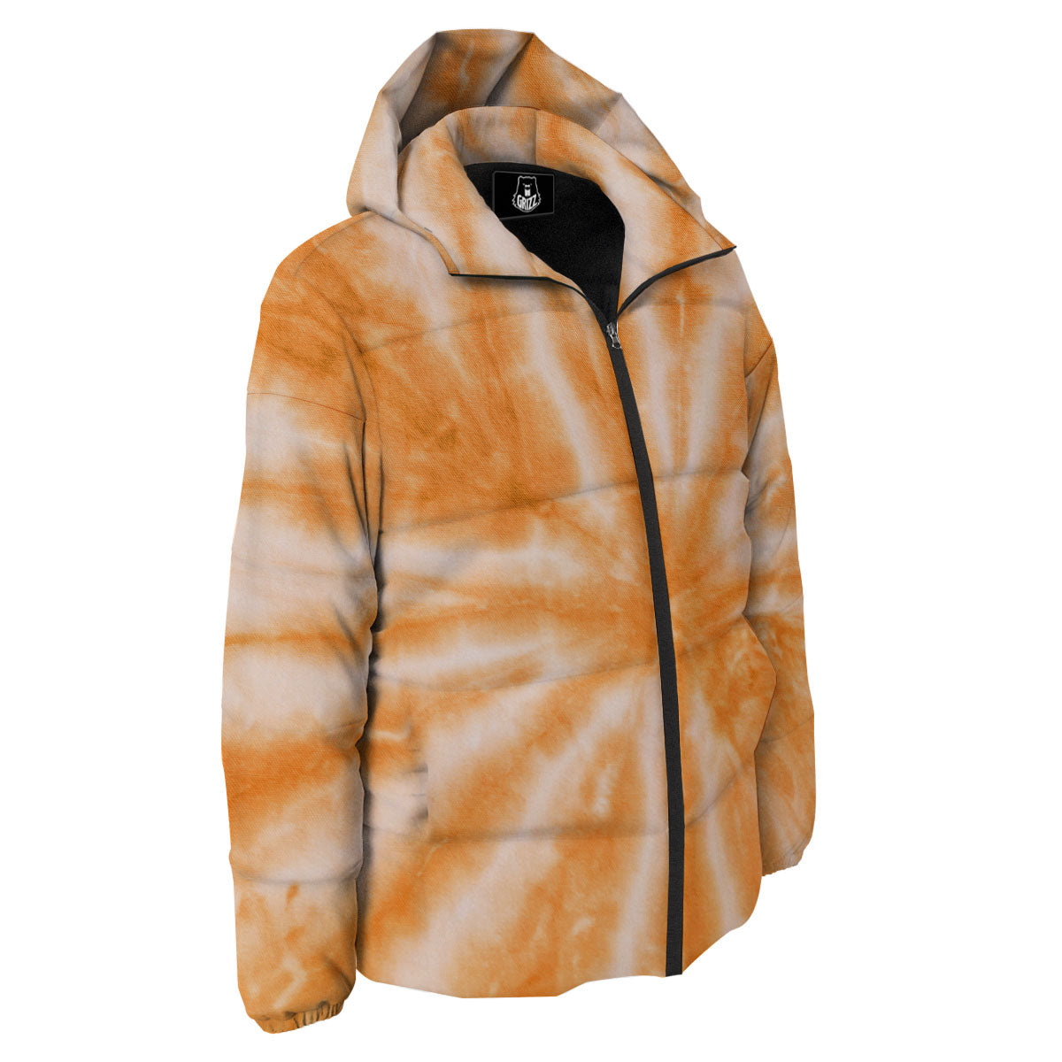 Tie Dye Orange Print Down Jacket-grizzshop