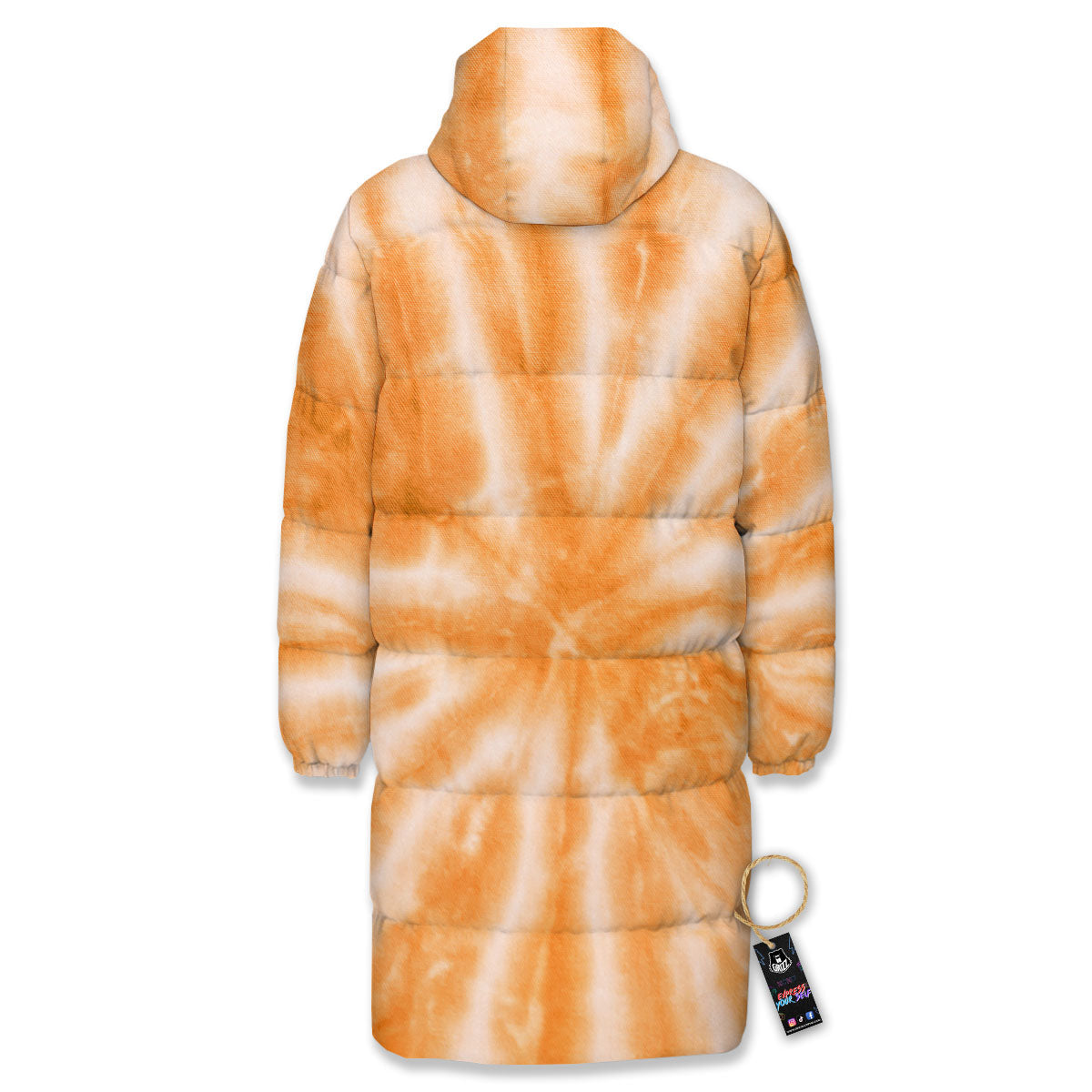 Tie Dye Orange Print Long Down Jacket-grizzshop