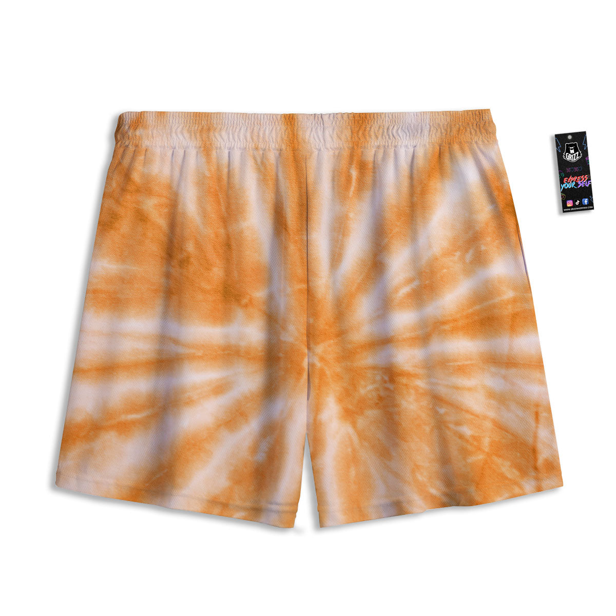 Tie Dye Orange Print Mesh Shorts