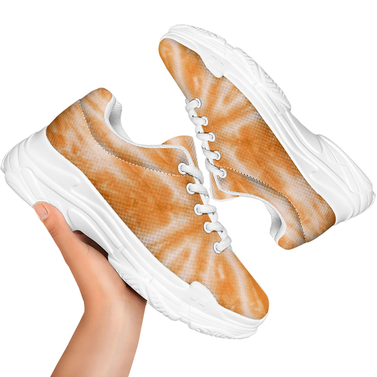 Tie Dye Orange Print White Chunky Shoes-grizzshop