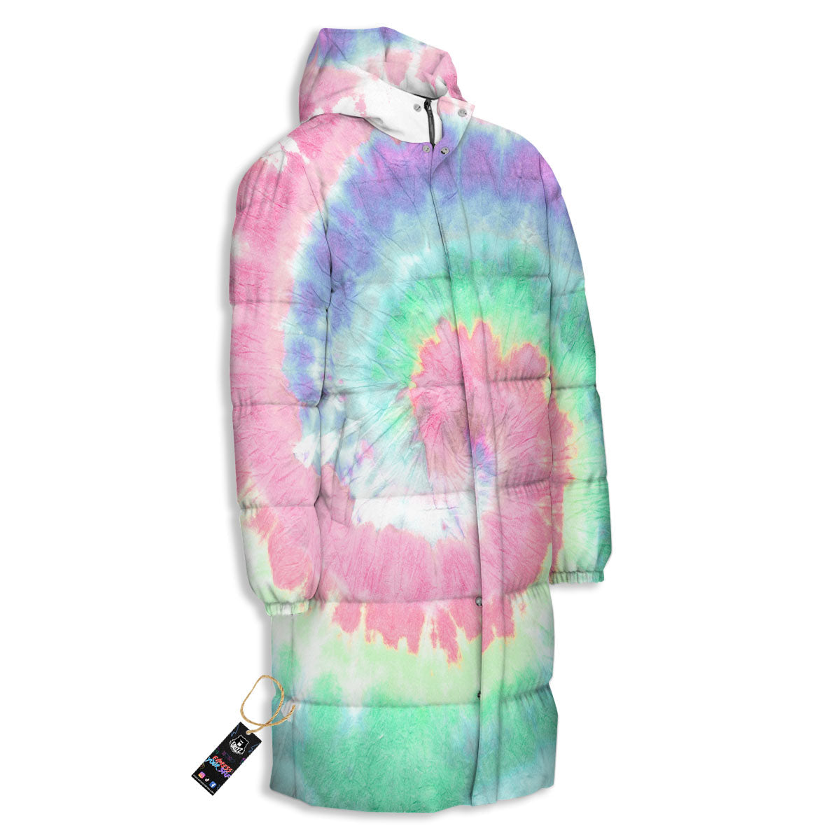 Tie Dye Pastel Print Long Down Jacket-grizzshop