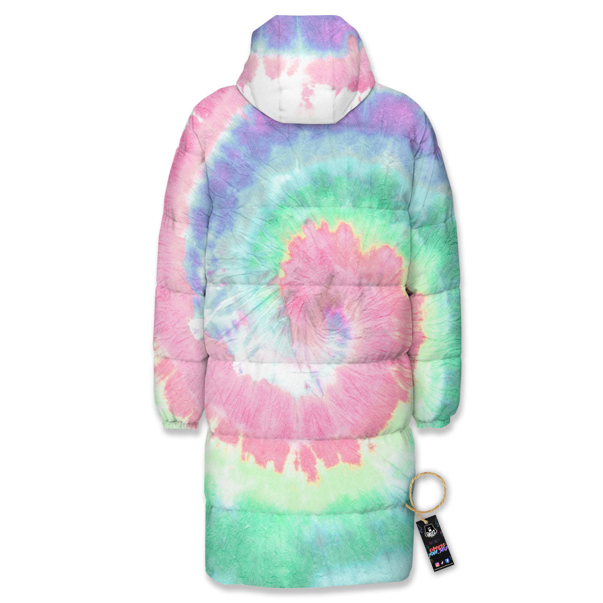 Tie Dye Pastel Print Long Down Jacket-grizzshop