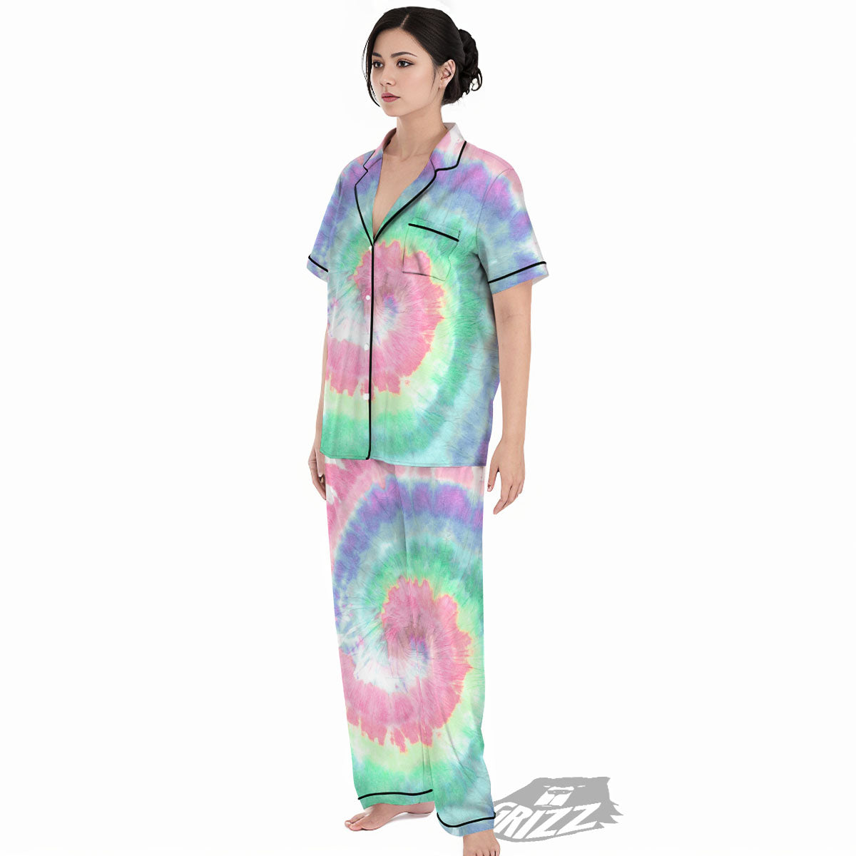 Tie Dye Pastel Print Women's Pajamas Set-grizzshop