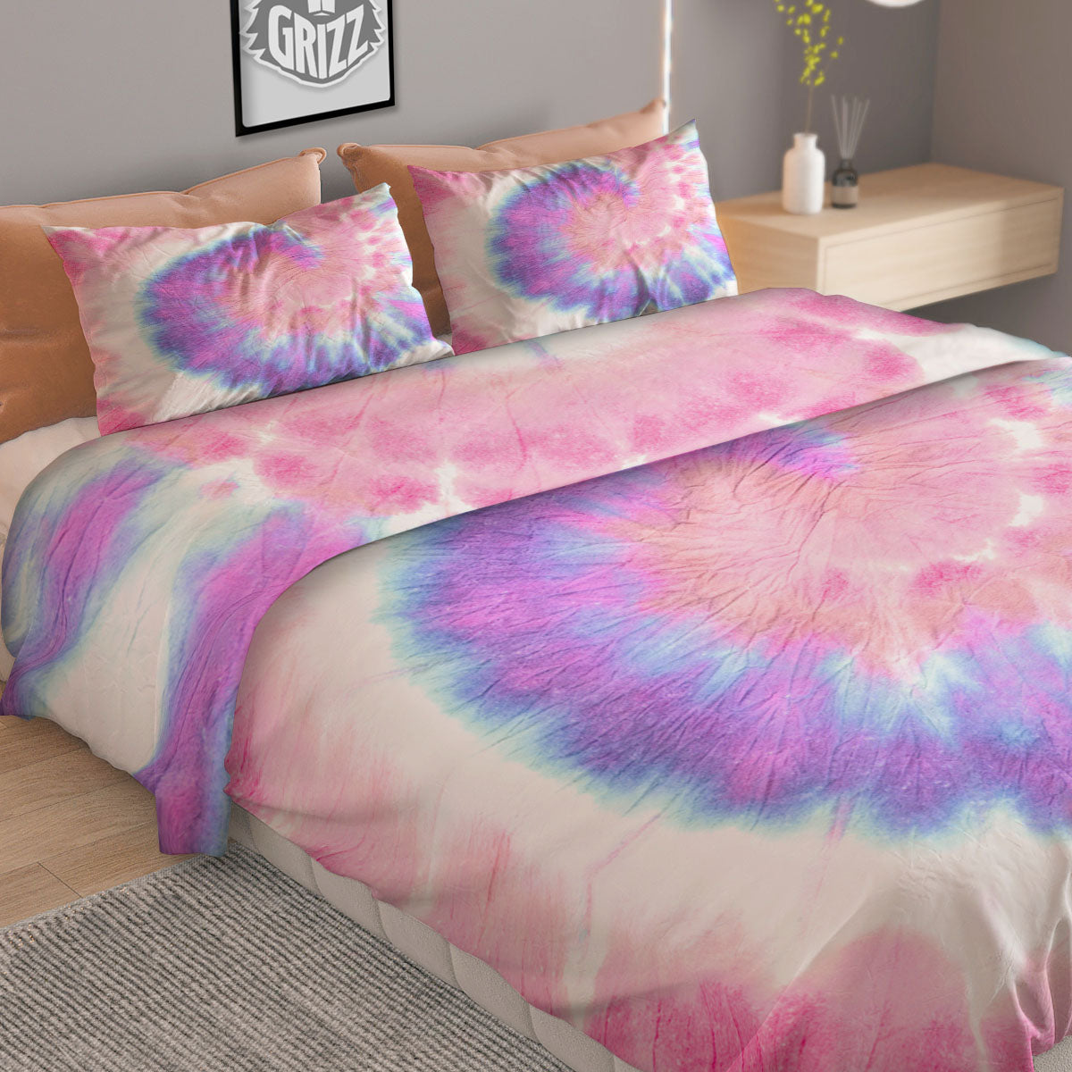 Tie Dye Pastel Spiral Print Duvet Cover Bedding Set