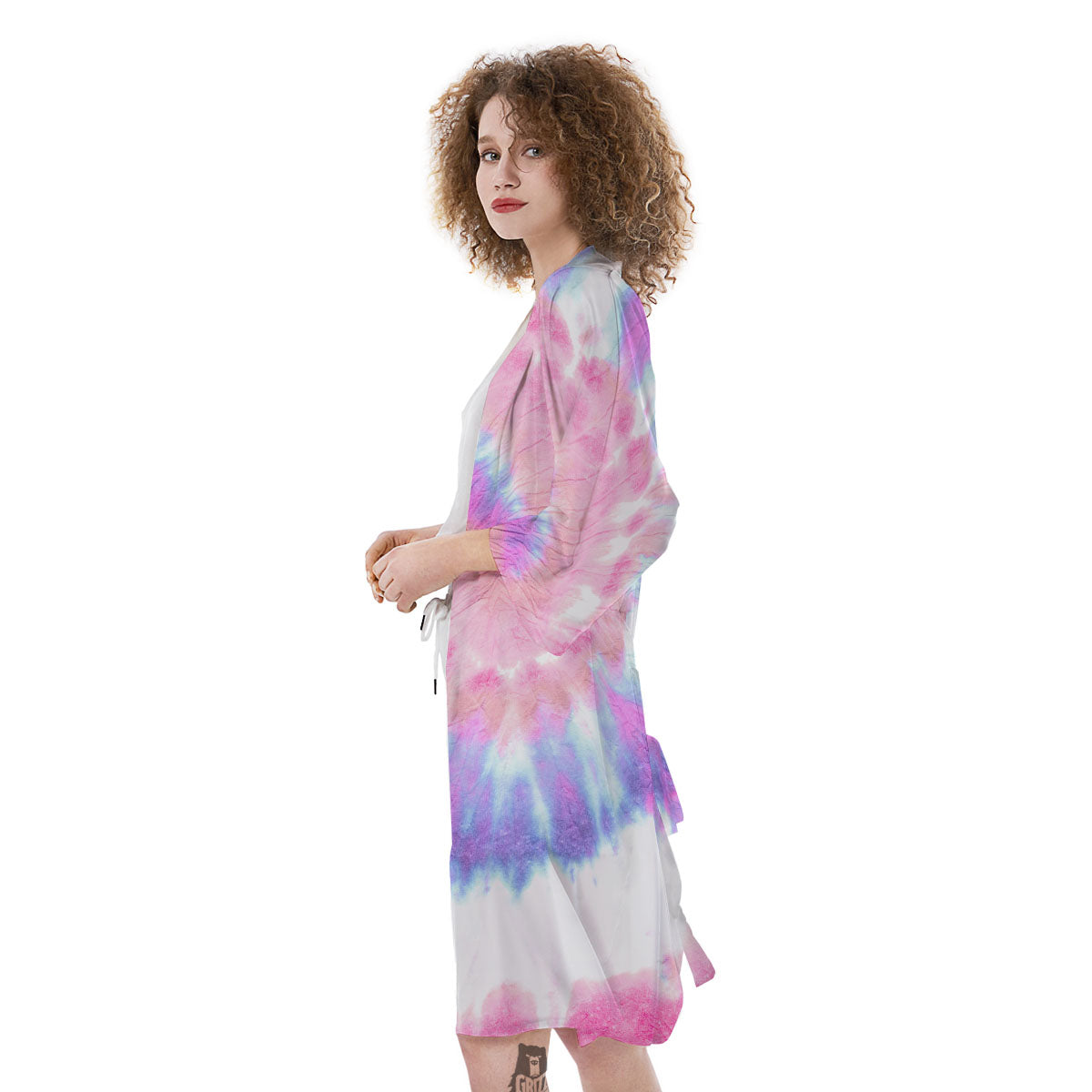 Tie Dye Pastel Spiral Print Kimono-grizzshop