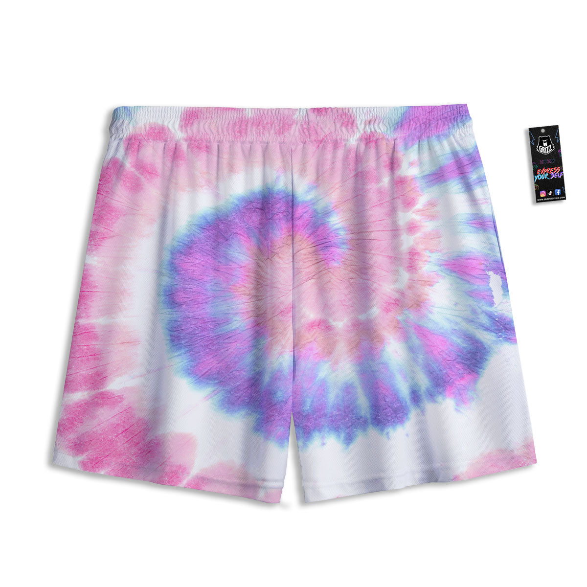 Tie Dye Pastel Spiral Print Mesh Shorts