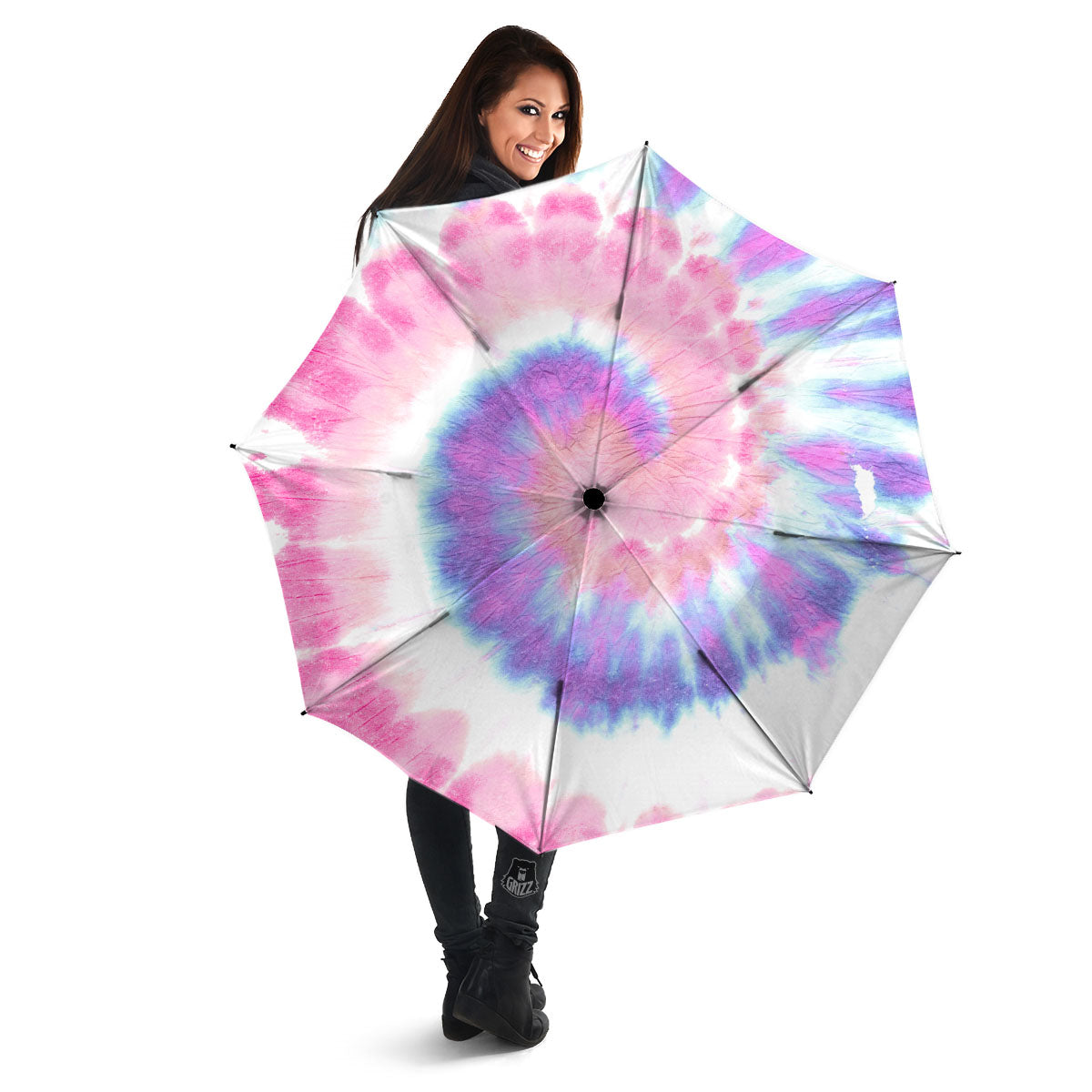 Pastel Spiral Tie Dye Print Leather Tote Bag