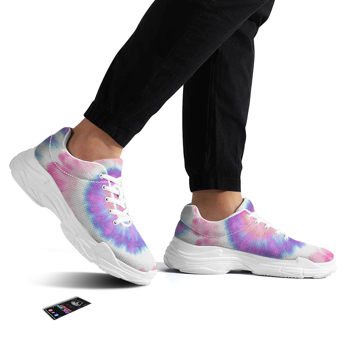 Tie Dye Pastel Spiral Print White Chunky Shoes-grizzshop