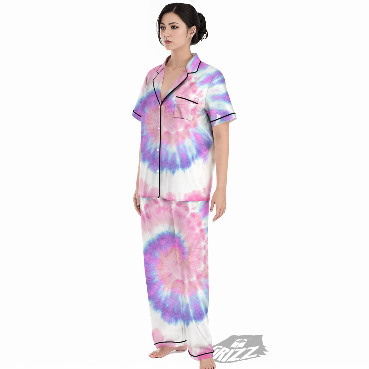 Tie Dye Pastel Spiral Print Women's Pajamas Set-grizzshop