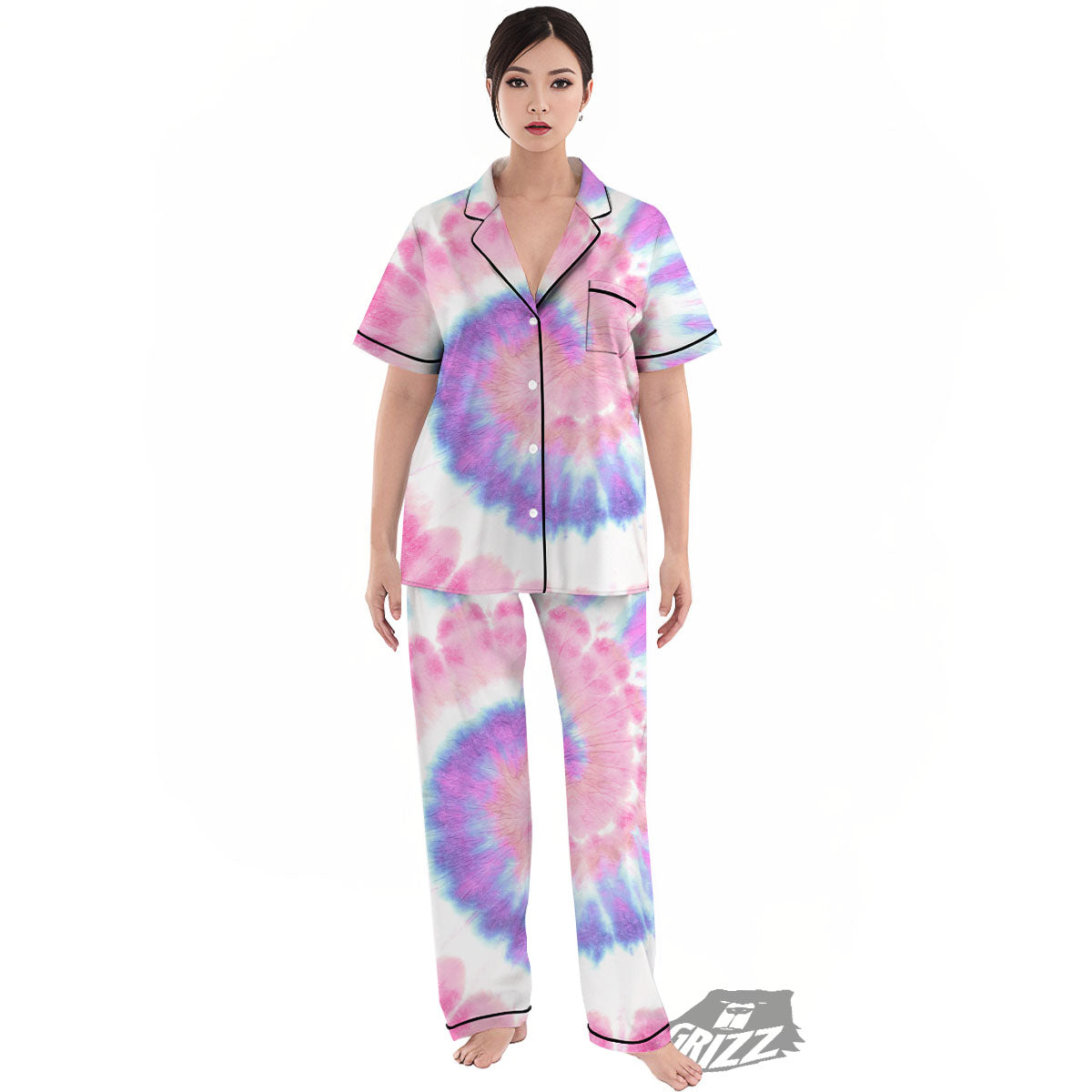 Tie Dye Pastel Spiral Print Women's Pajamas Set-grizzshop
