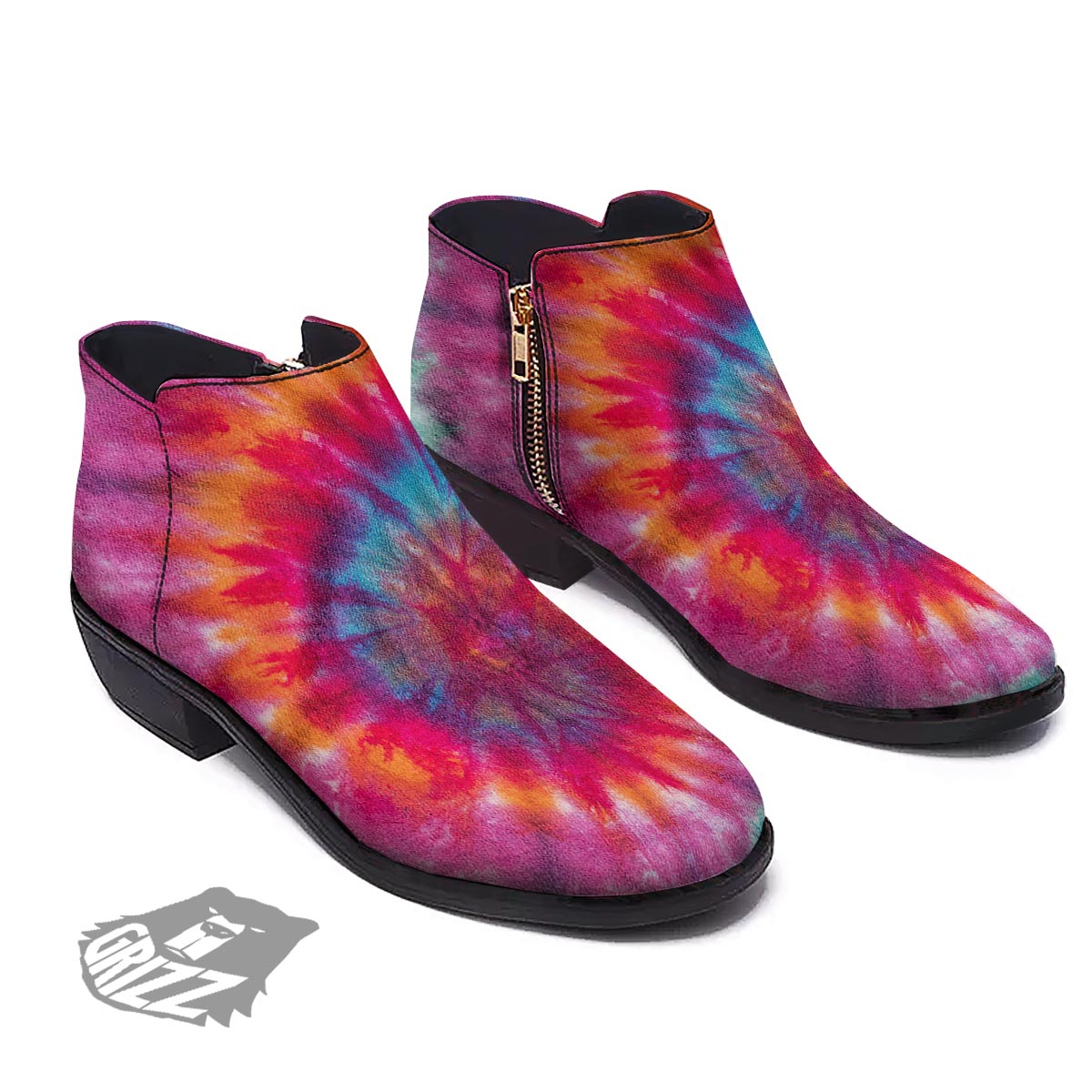 Tie Dye Pattern Print Ankle Boots-grizzshop
