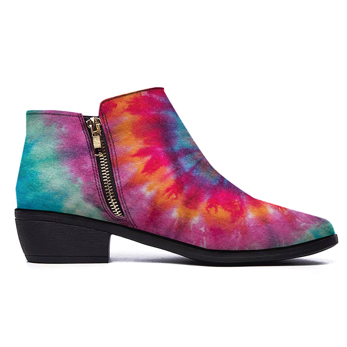 Tie Dye Pattern Print Ankle Boots-grizzshop