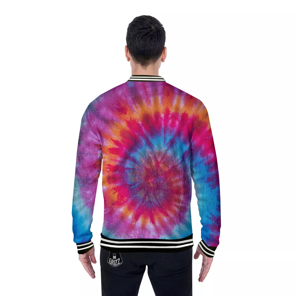 Tie Dye Pattern Print Baseball Jacket-grizzshop