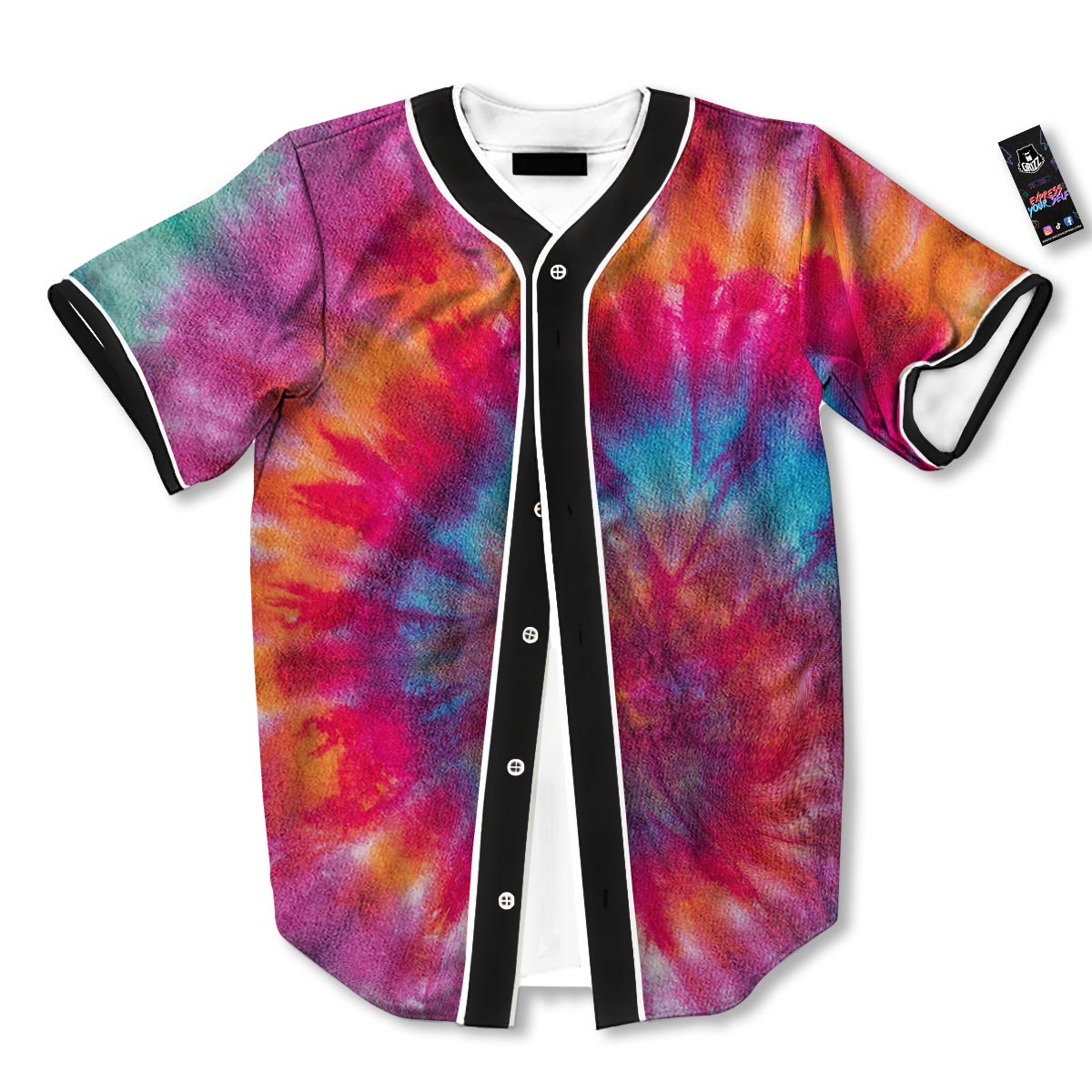 Tie Dye Pattern Print Baseball Jersey-grizzshop