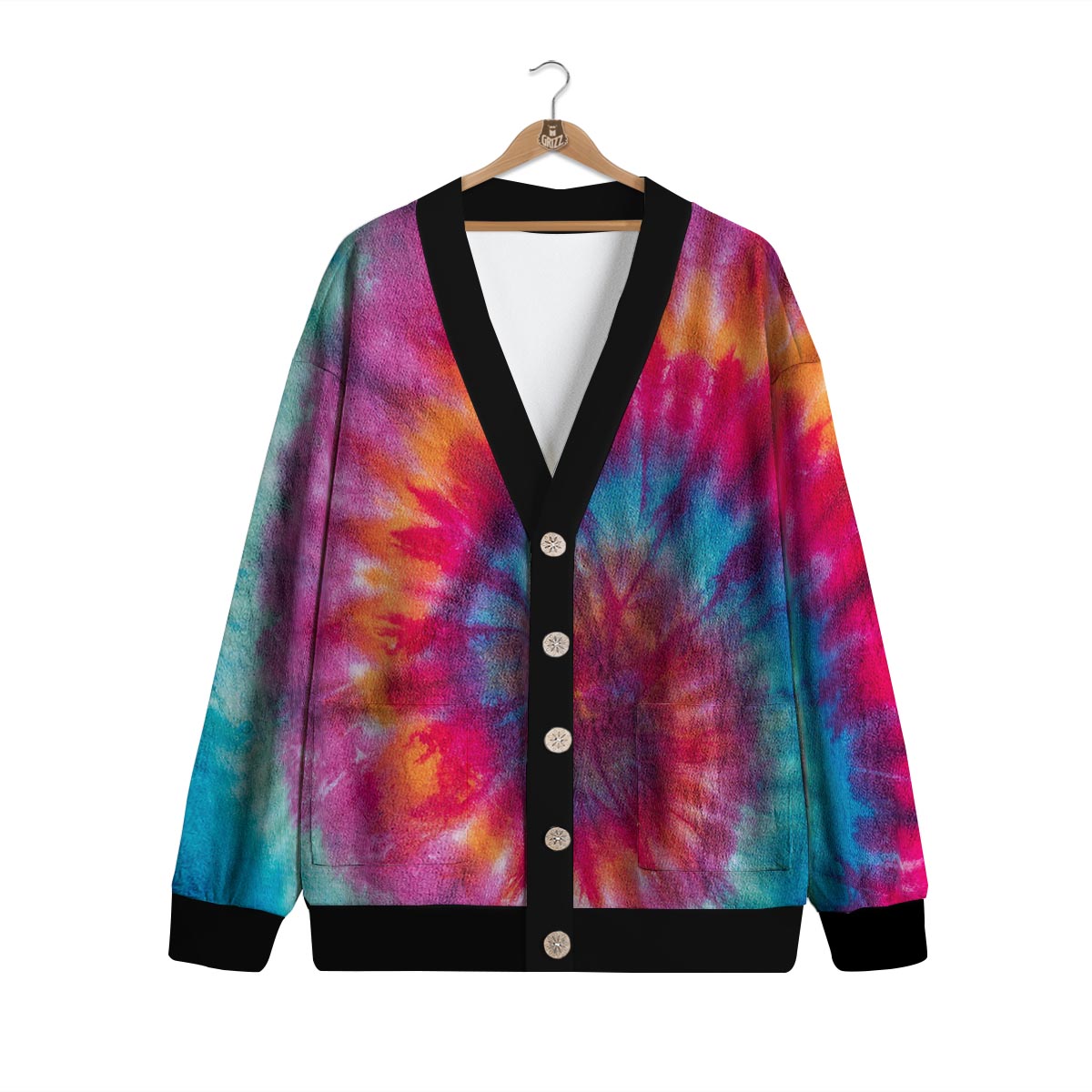 Tie Dye Pattern Print Cardigan-grizzshop