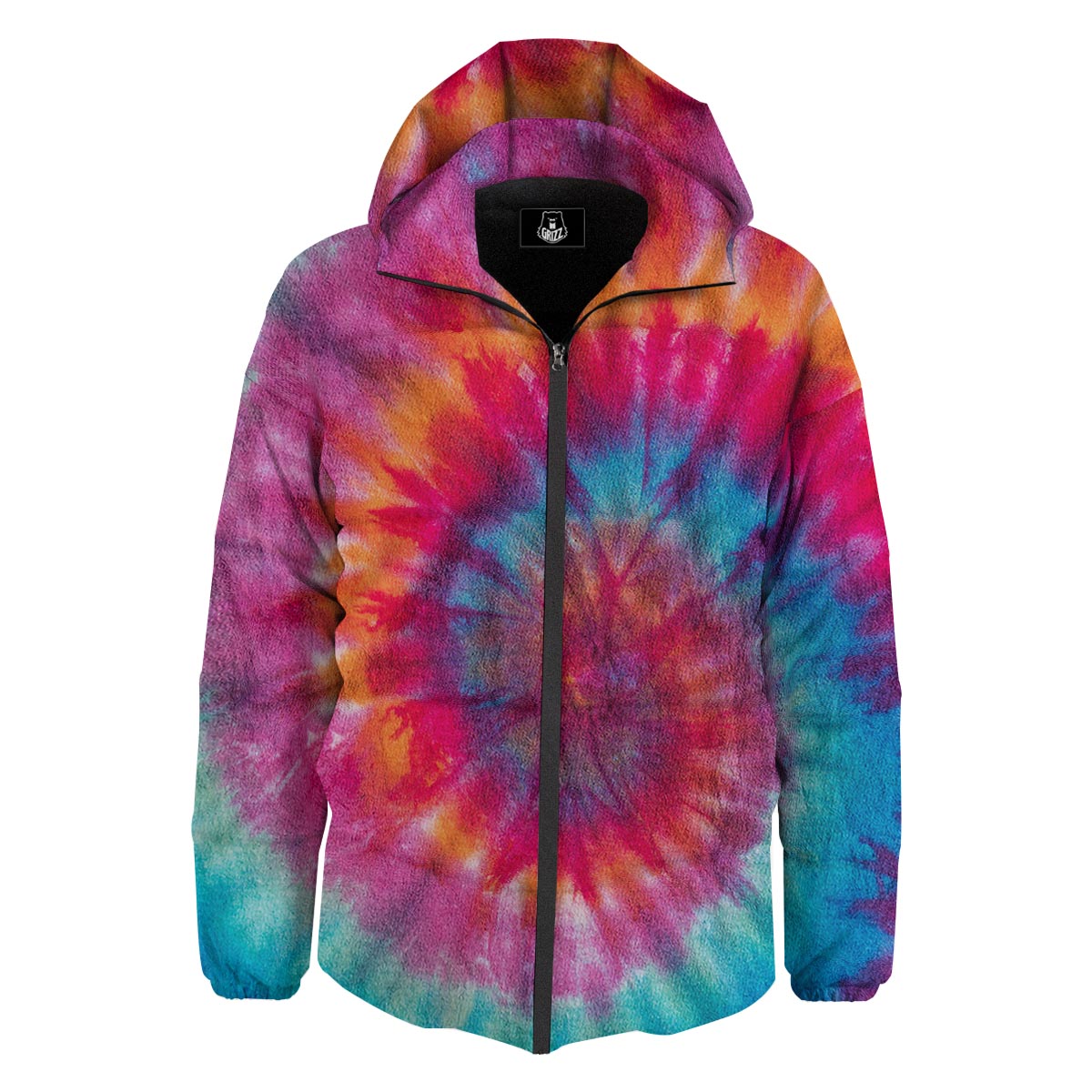 Tie Dye Pattern Print Down Jacket-grizzshop
