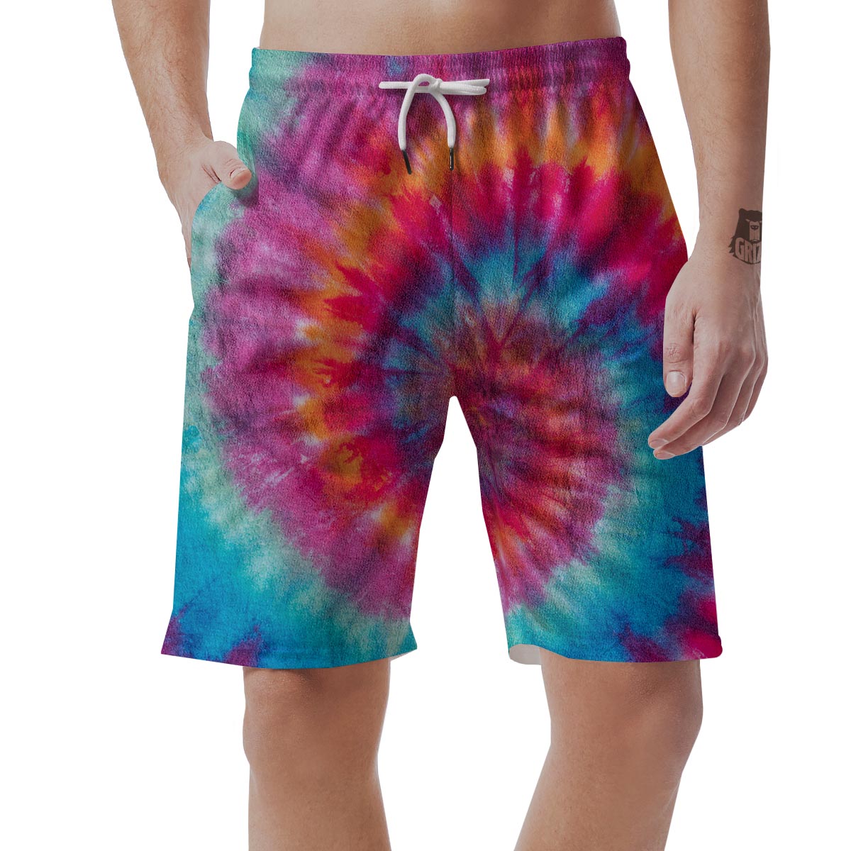 Tie Dye Pattern Print Men's Shorts-grizzshop
