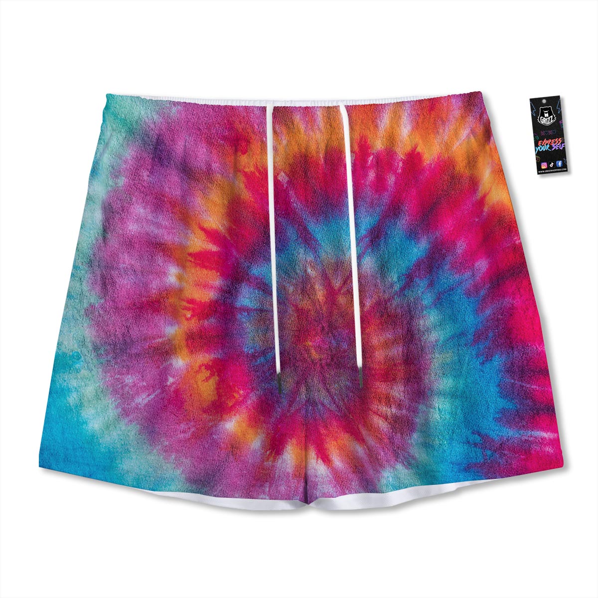 Tie Dye Pattern Print Mesh Shorts