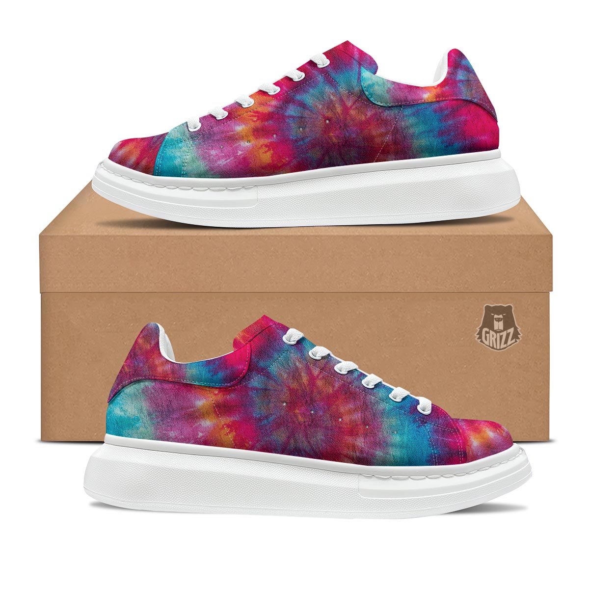 Tie Dye Pattern Print Platform Shoes-grizzshop